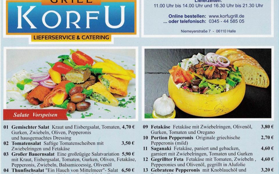 Speisekarten zum bestellen bei Korfu Grill Lieferservice aus Halle (Saale) 4