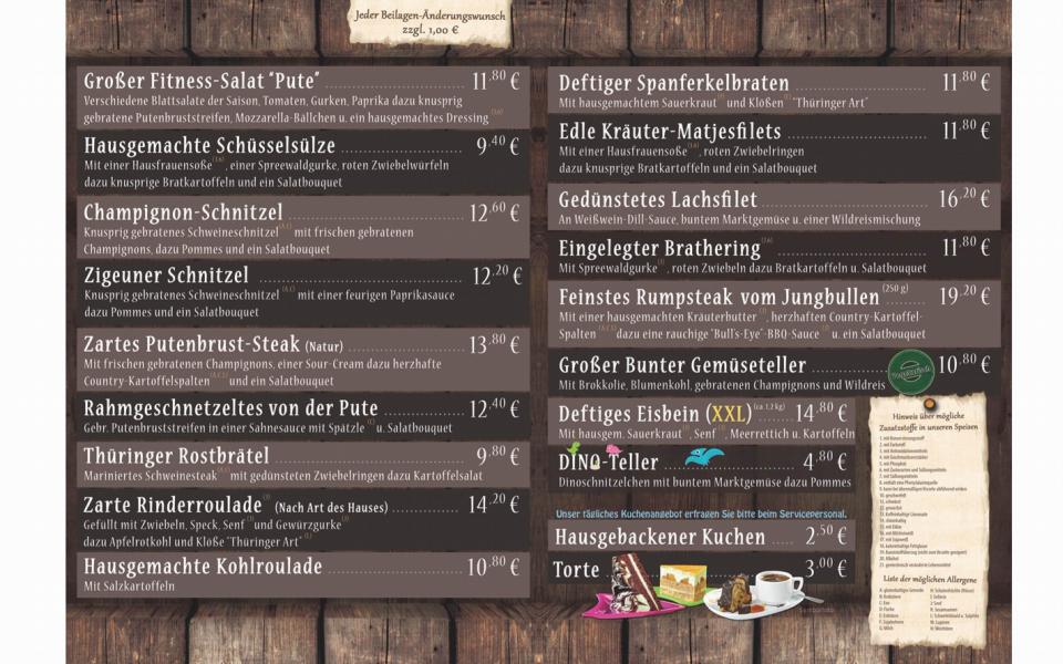 Speisekarte vom Gaststätte Neumark am Geiseltalsee | Biergarten, Geiseltalstraße aus Braunsbedra 2