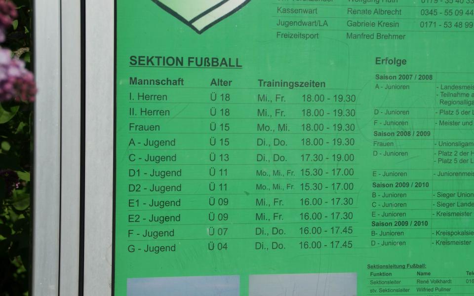 Spielplan der Sektion Fussball - SG Buna Halle-Neustadt e.V. aus Halle (Saale) 8