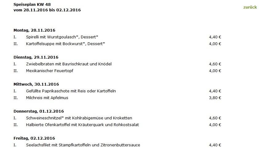 Speiseplan KW 48 vom 28.11.2016 bis 02.12.2016 Oertels Bistro - Eutritzsch aus Leipzig