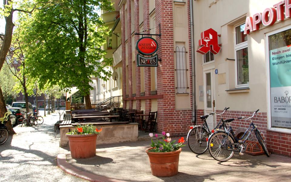 Ausblick vorm Café & Pension Nexus in Halle (Saale)