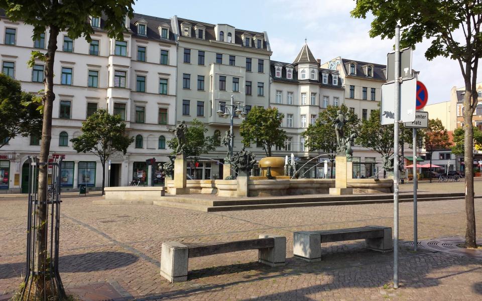 Göbelbrunnen auf dem Hallmarkt in Halle aus Halle (Saale) 1