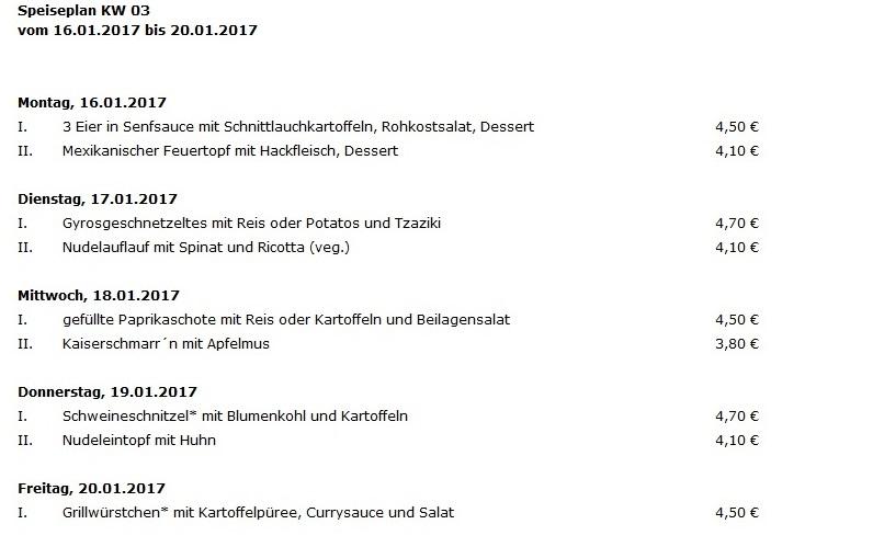 Speiseplan KW 03 vom 16.01.2017 bis 20.01.2017 Oertels Bistro, Inh. Jens Füßler - Eutritzsch aus Leipzig
