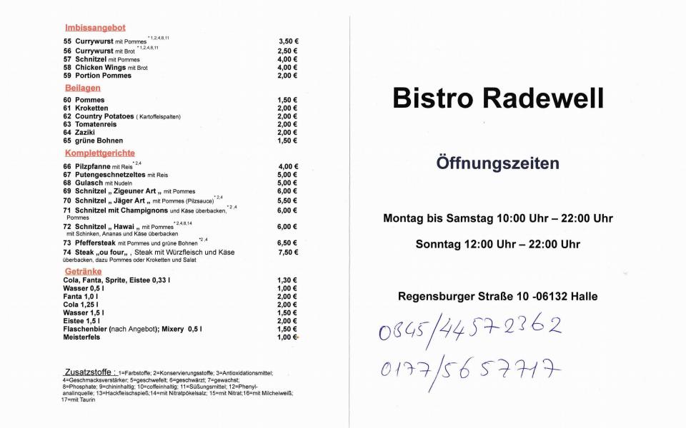 Bistro Radewell - Pizza & Döner, Regensburger Straße, Radewell-Osendorf aus Halle (Saale) 2