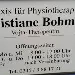 Öffnungszeiten von Christiane Bohmert  Physiotherapie Huttenstraße aus Halle (Saale)